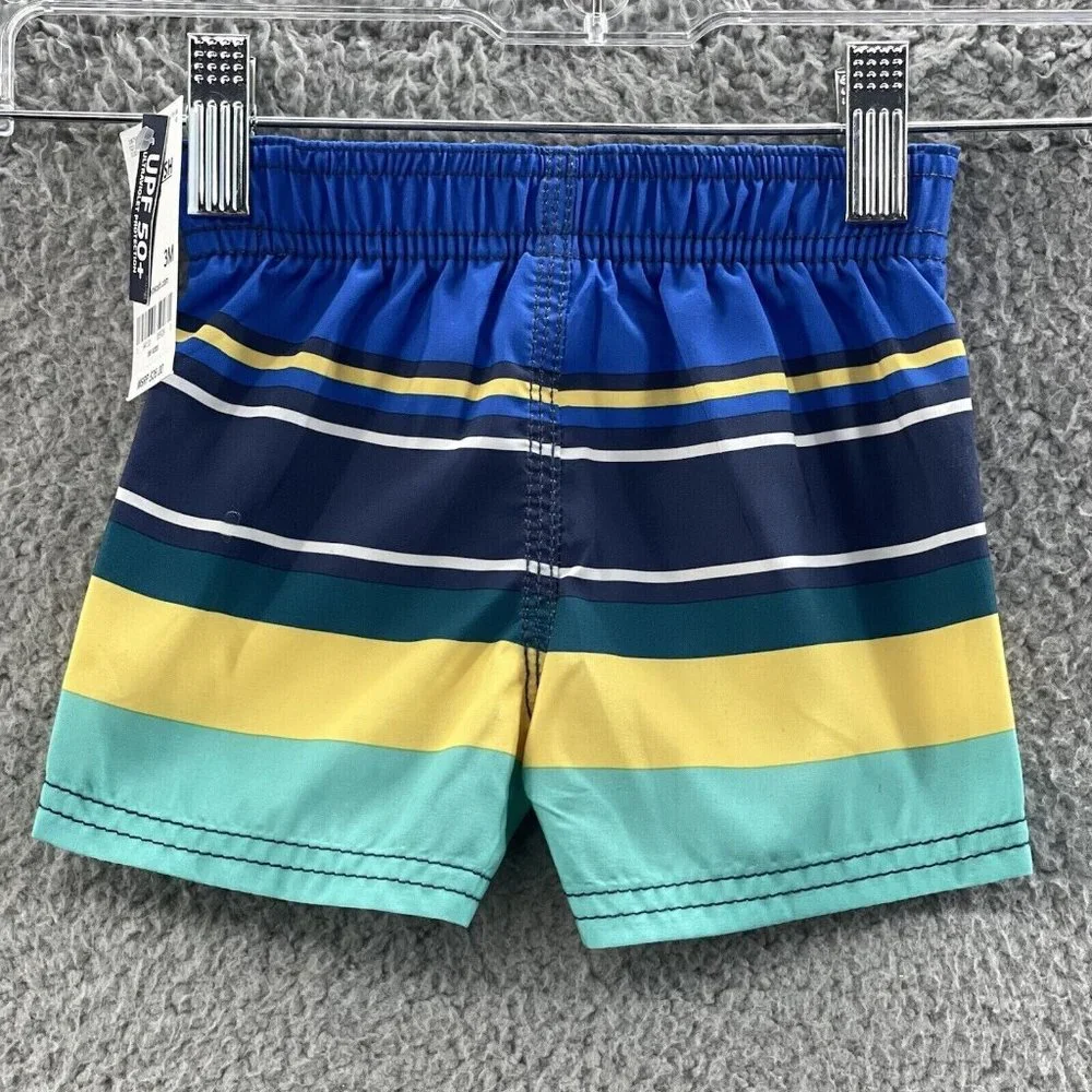 Oshkosh B'gosh Swim Trunks Baby Boys Size 3 Months‎ Blue Striped Swim Shorts 3M
